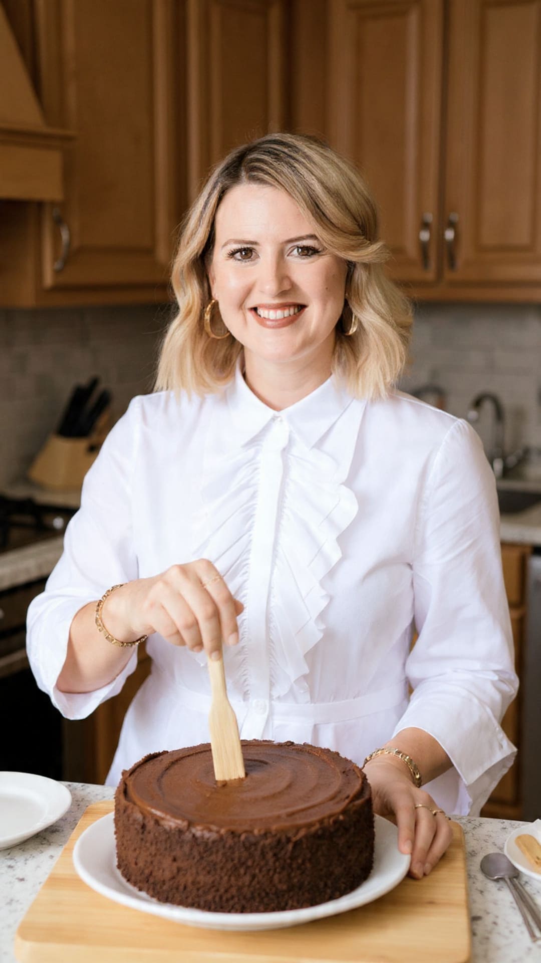 Chef Fernanda Castro fazendo bolo