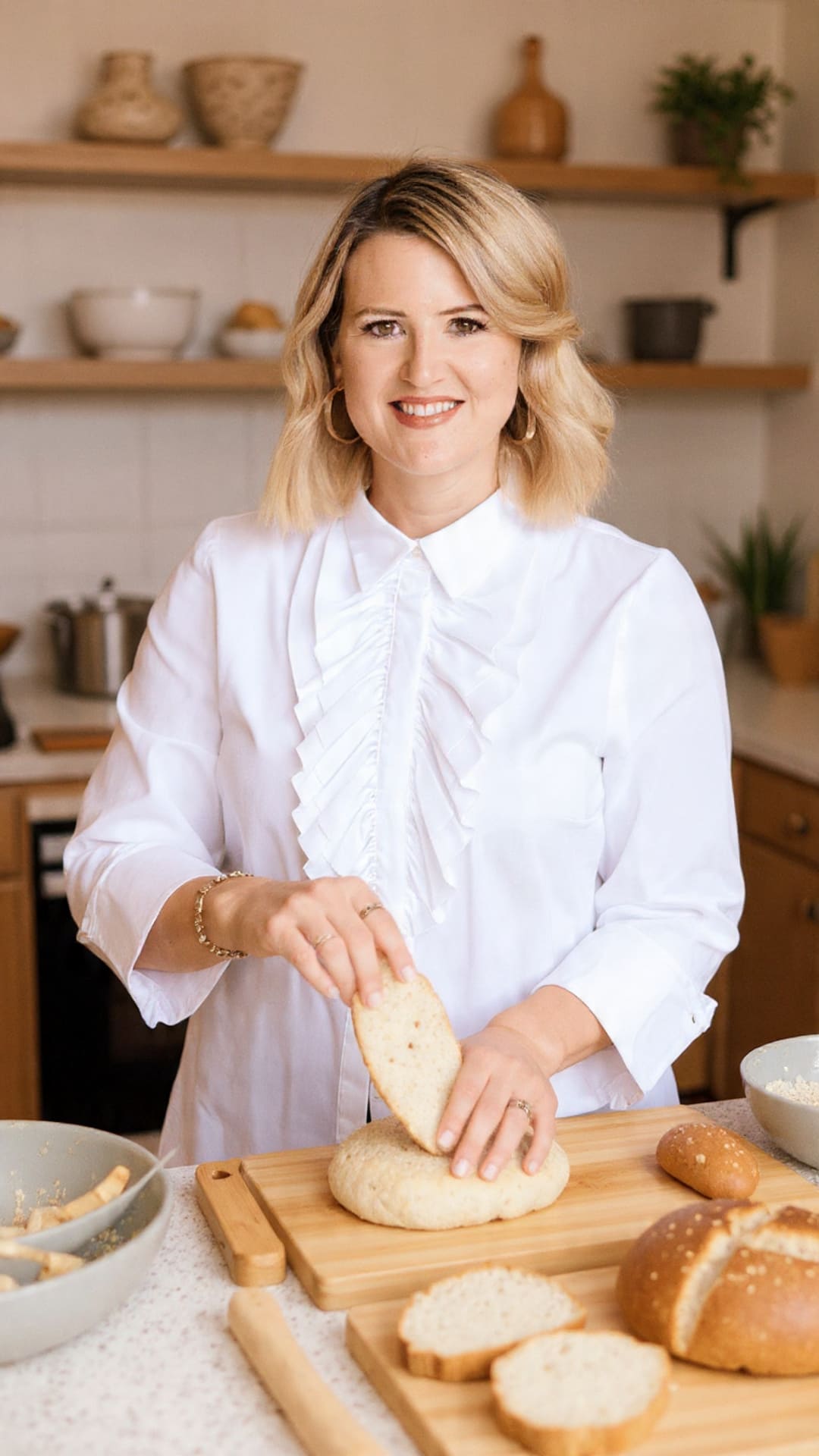 Chef Fernanda Castro fazendo pão artesanal